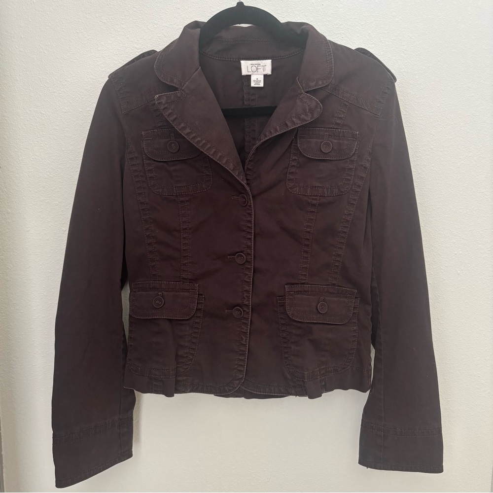 Anne Taylor Loft Brown Button Blazer, Size 8